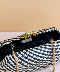 LIKHÂ Accessories Black Houndstooth Clutch