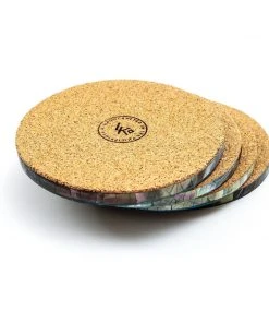 LIKHÂ Black Mother Of Pearl Coaster Set Kitchen + Dining