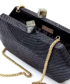 LIKHÂ Black Woven Clutch Special Occasion