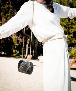 LIKHÂ Black Woven Clutch Special Occasion