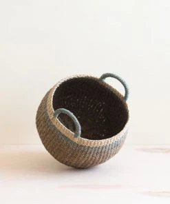 LIKHÂ Brown Tabletop Bulge Basket With Handles Home Goods
