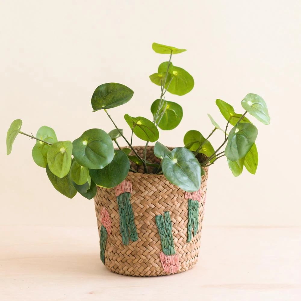 LIKHÂ Home Goods Cactus Embroidery Basket LIKHÂ Home Goods Cactus Embroidery Basket