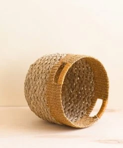 LIKHÂ Home Goods Golden Brown Round Floor Basket