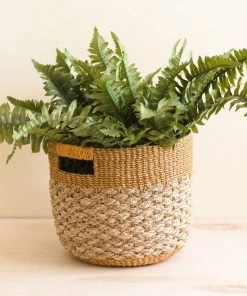 LIKHÂ Home Goods Golden Brown Round Floor Basket