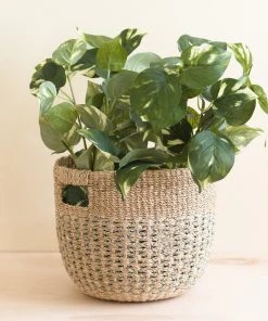 LIKHÂ Gray Patterned Round Basket