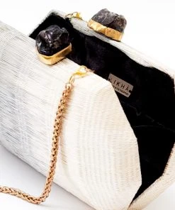 LIKHÂ Light Gray Hexagon Clutch Accessories