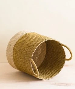 LIKHÂ Mustard Floor Basket With Handles