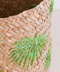 LIKHÂ Home Goods Palm Embroidered Basket