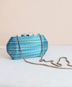 LIKHÂ Sea Green Shibori Pattern Clutch