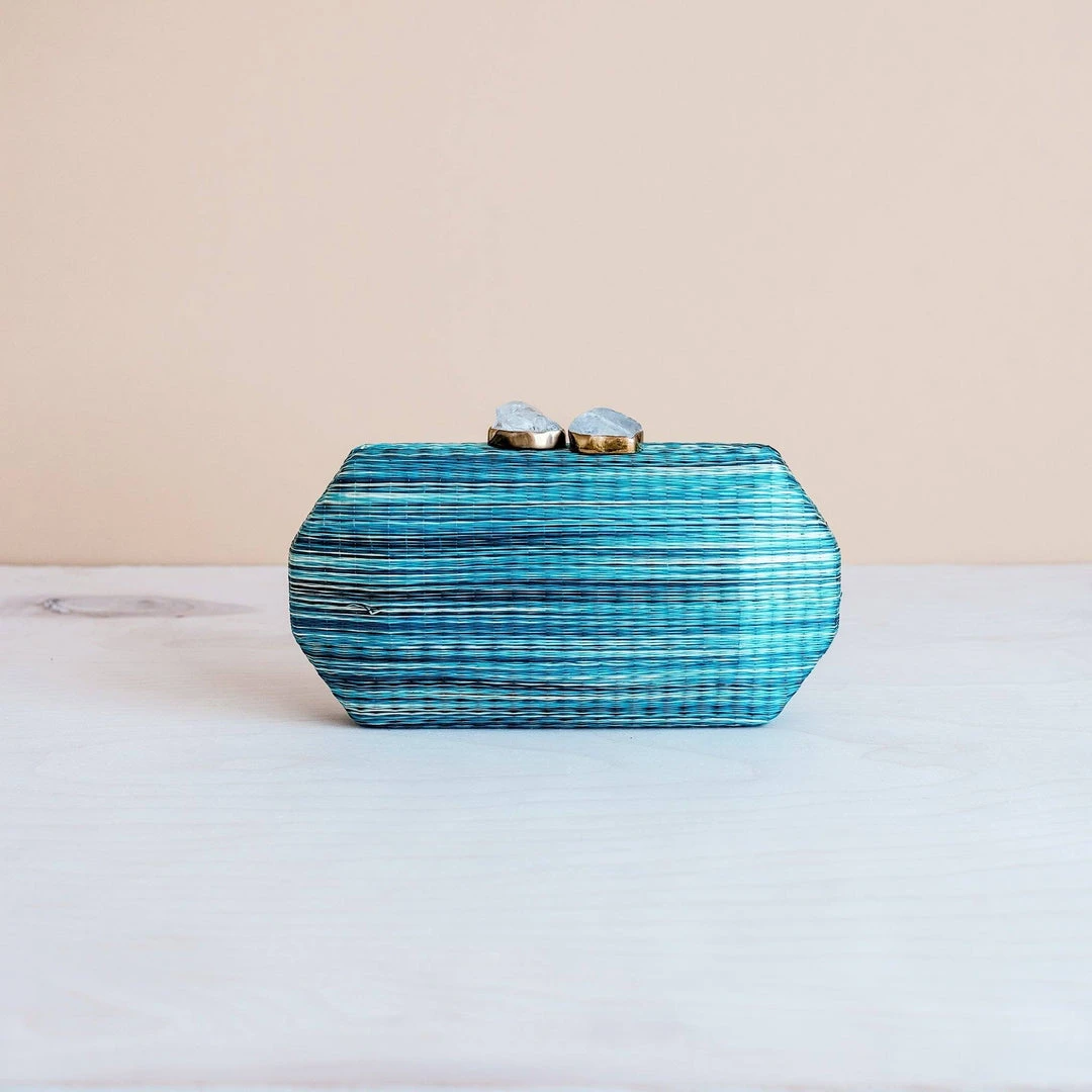 LIKHÂ Sea Green Shibori Pattern Clutch LIKHÂ Sea Green Shibori Pattern Clutch