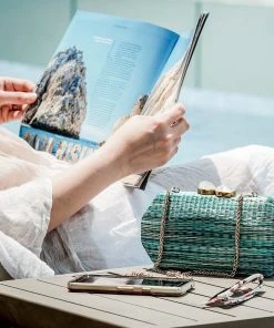 LIKHÂ Sea Green Shibori Pattern Clutch 2 LIKHÂ Sea Green Shibori Pattern Clutch