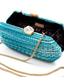 LIKHÂ Sea Green Shibori Pattern Clutch 3 LIKHÂ Sea Green Shibori Pattern Clutch