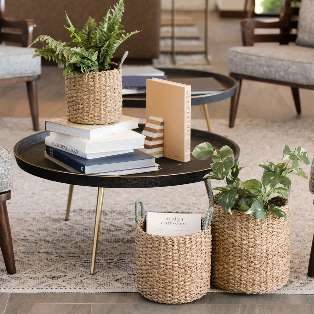 LIKHÂ Home Goods Sky Blue Handle Basket Set LIKHÂ Home Goods Sky Blue Handle Basket Set