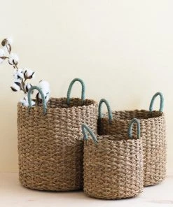 LIKHÂ Home Goods Sky Blue Handle Basket Set