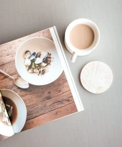 LIKHÂ White Mother Of Pearl Coaster Set Kitchen + Dining