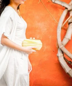 LIKHÂ Yellow Shibori Pattern Clutch