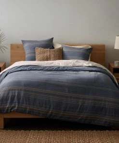 Coyuchi Home Goods Lobos Duvet Cover - Azure / Indigo