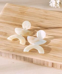 LIKHÂ Long Mother Of Pearl Geometric Earrings Special Occasion