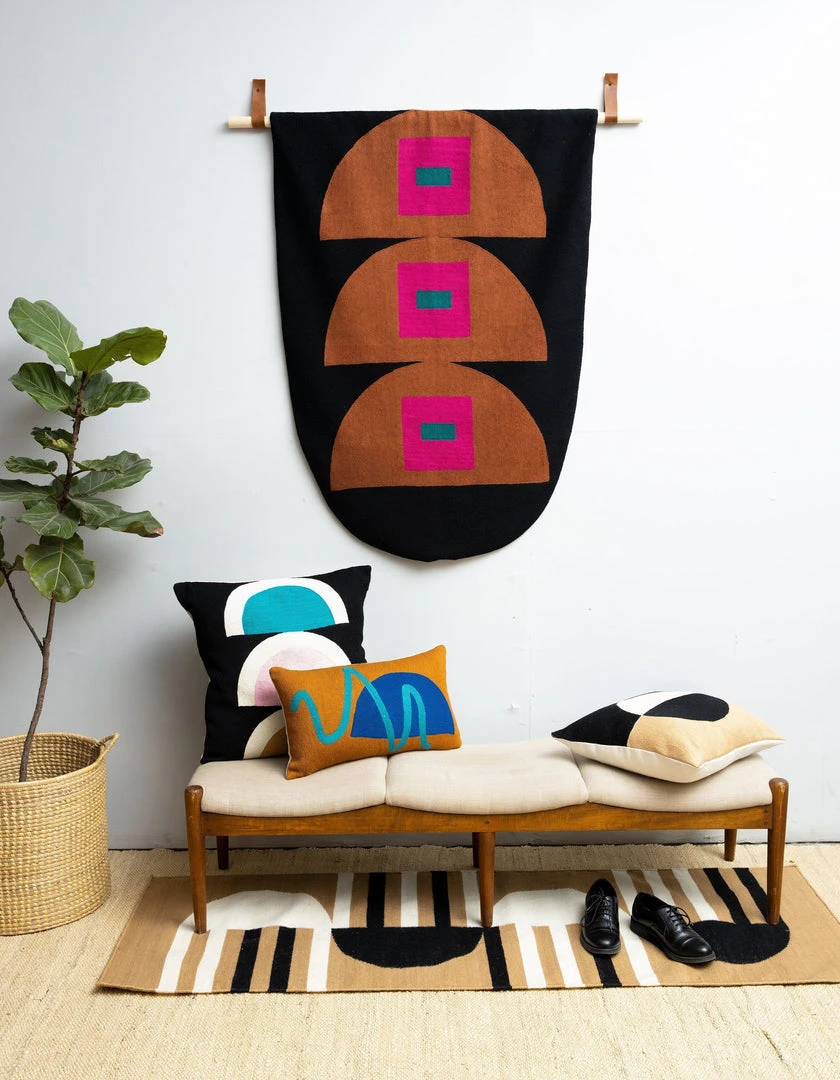 Leah Singh Luna Mod Wool Rug - Black Home Goods Leah Singh Luna Mod Wool Rug - Black Home Goods