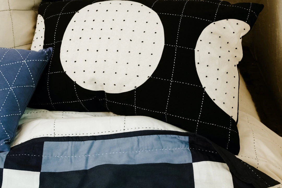 Anchal Lunar Dot Lumbar Pillow - Charcoal 3 Anchal Lunar Dot Lumbar Pillow - Charcoal