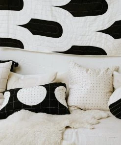 Anchal Lunar Dot Lumbar Pillow - Charcoal 12 Anchal Lunar Dot Lumbar Pillow - Charcoal