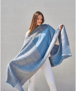 Studio Variously Home Goods Macaroon Merino Wool Throw Blanket - Sky