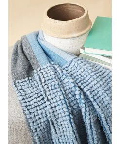 Studio Variously Home Goods Macaroon Merino Wool Throw Blanket - Sky