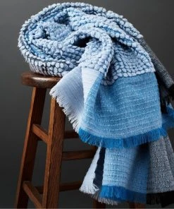 Studio Variously Home Goods Macaroon Merino Wool Throw Blanket - Sky