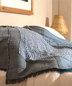 Studio Variously Home Goods Macaroon Merino Wool Throw Blanket - Sky