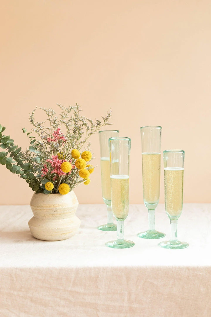 Magda Made Best Sellers Recycled Glass Champagne Flutes Magda Made Best Sellers Recycled Glass Champagne Flutes