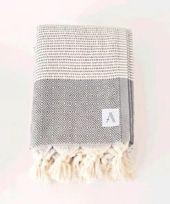 Amante Marketplace Magis Diamond Turkish Towel / Throw Blanket - Black