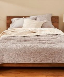 Coyuchi Manzanita Full/ Queen Quilt - Pewter Fair Trade