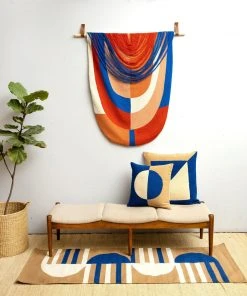 Leah Singh Marianne Circle Wool Throw Pillow Cover - Blue