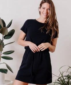 Mata Traders Abby Black Drawstring Dress