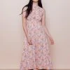Mata Traders Artsy Traveler Pink Floral Tencel Midi Dress Clothing