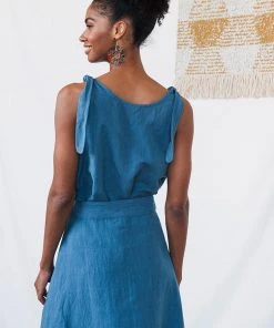 Mata Traders Brighton Linen Skirt - Blue Best Sellers