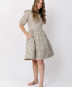 Mata Traders Inez Savanna Stripe Bubble Sleeve Dress