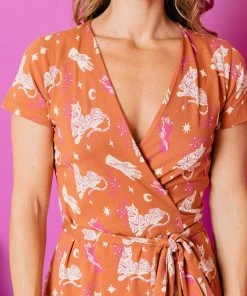 Mata Traders Katie Orchid Tigress Wrap Dress