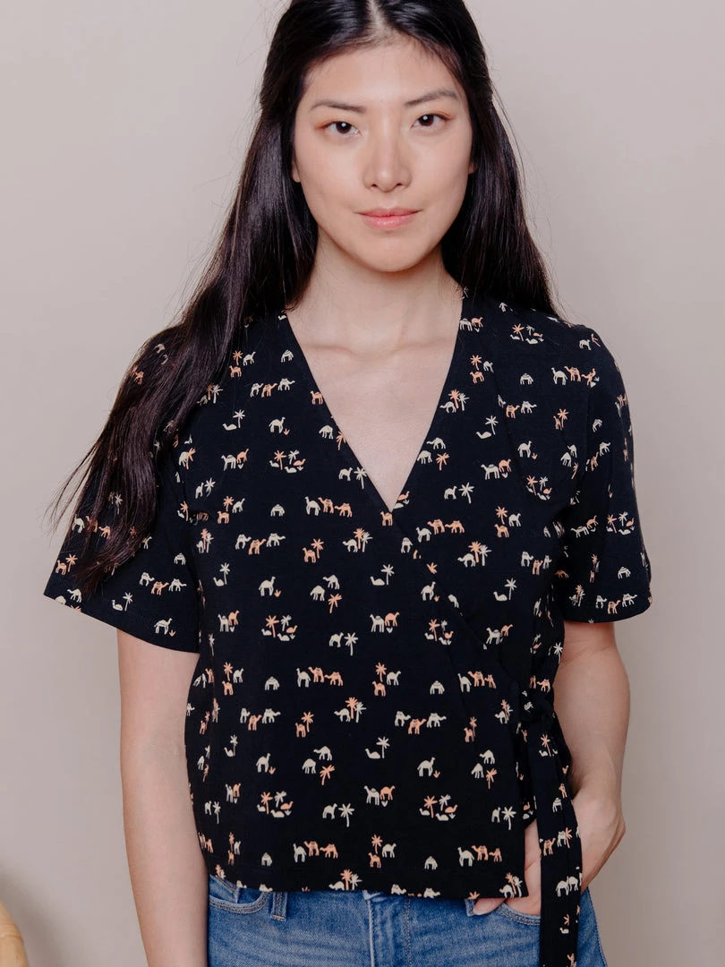 Mata Traders Marley Camels Boxy Wrap Top Mata Traders Marley Camels Boxy Wrap Top