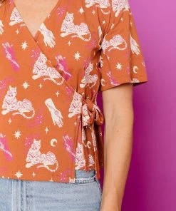 Mata Traders Marley Orchid Tigress Boxy Wrap Top Clothing