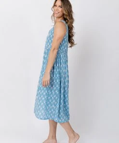 Mata Traders Clothing Melody Cornflower Blossom Midi Dress