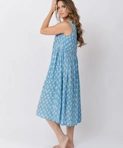 Mata Traders Clothing Melody Cornflower Blossom Midi Dress