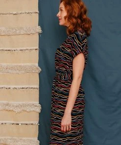 Mata Traders Best Sellers Montrose Wobbly Stripe Midi Dress
