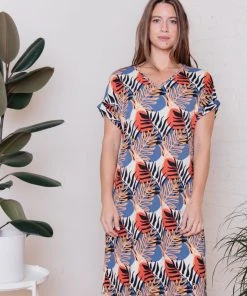 Mata Traders Clothing Montrose Layered Palms Tie Dress