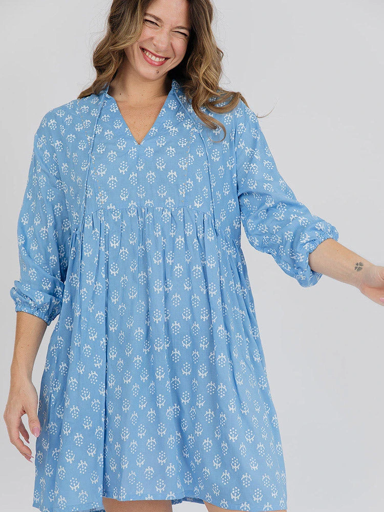 Mata Traders Clothing Sohla Cornflower Blossom Mini Dress Mata Traders Clothing Sohla Cornflower Blossom Mini Dress