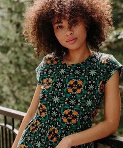 Mata Traders Tiered Teal Tile Jersey Dress Best Sellers