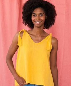 Mata Traders Two Way Linen Tank - Yellow Handcrafted