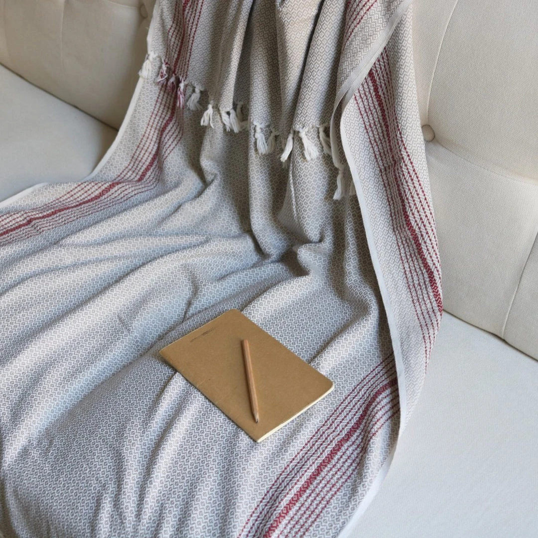 Anatolico Throw Blankets Matia Turkish Blanket / Scarf - Beige 3 Anatolico Throw Blankets Matia Turkish Blanket / Scarf - Beige