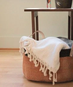 Mbare Home Goods Floor Basket With Leather Handles