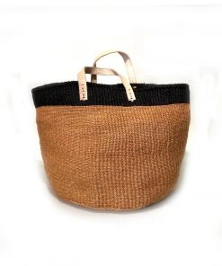 Mbare Home Goods Floor Basket With Leather Handles